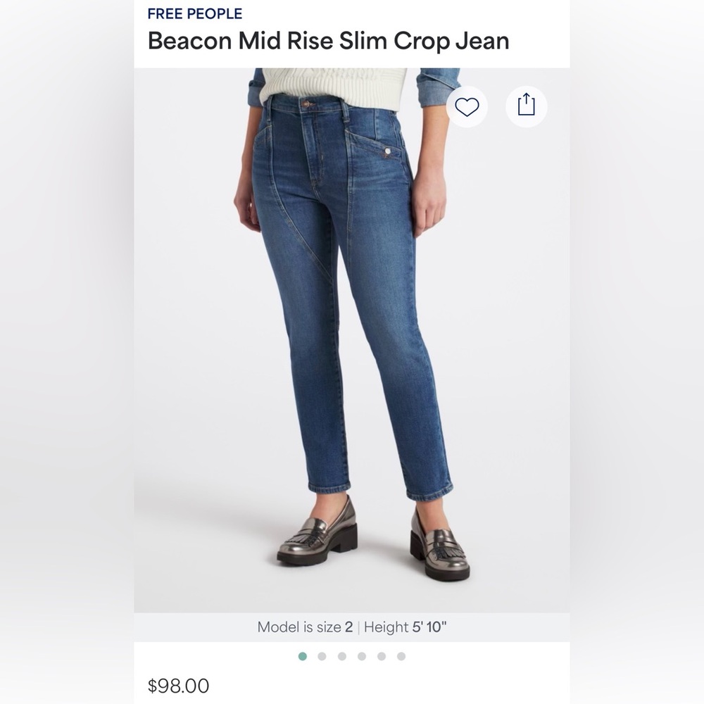 Free People Beacon Mid Rise Slip Crop Blue Women's Jeans